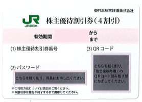 JR東日本株主優待割引券チケット