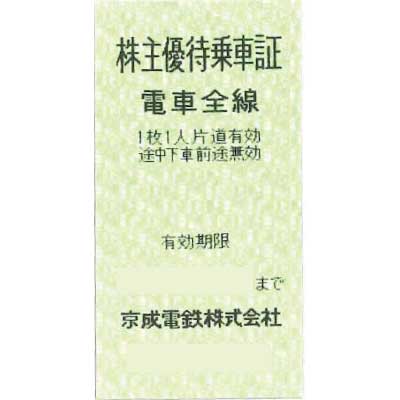 京成電鉄 株主優待乗車証(有効期限11月末迄)